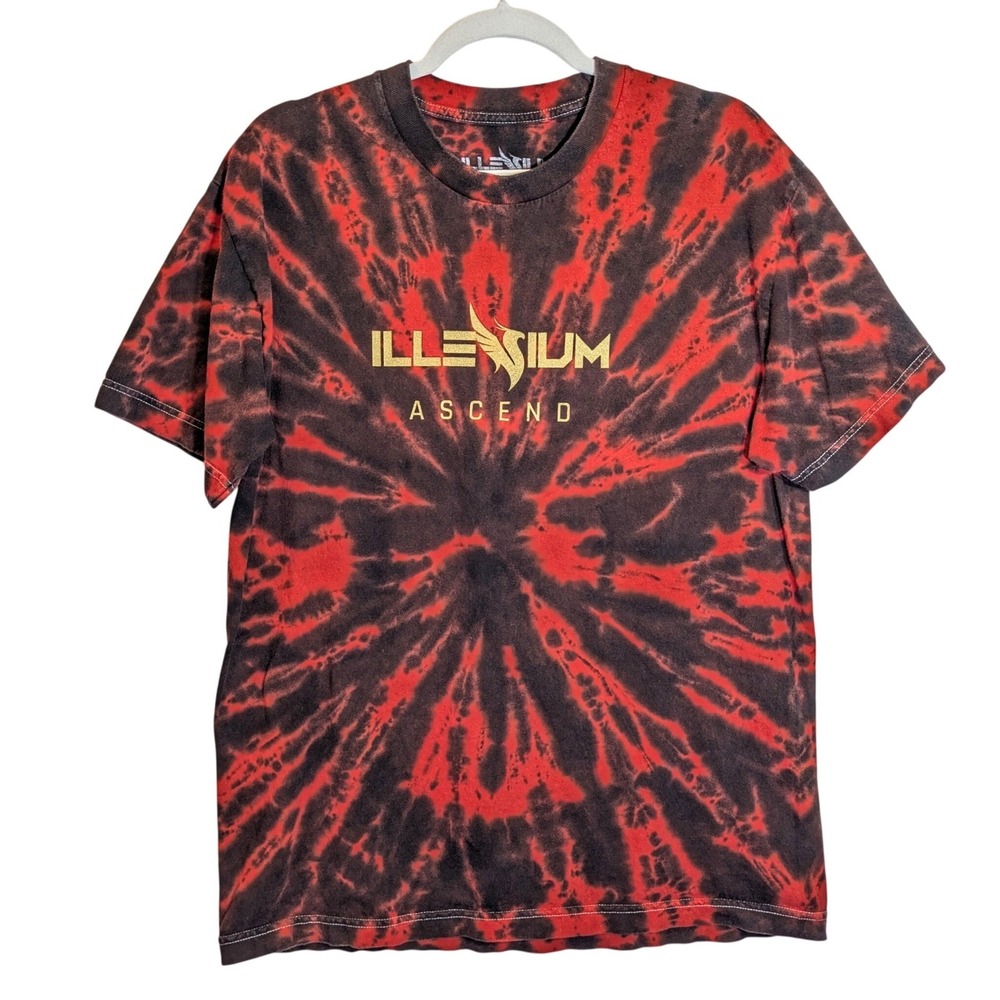 ILLENIUM Ascend Tie Dye T Shirt Medium Red Black EDM Rave Festival Tour Merch